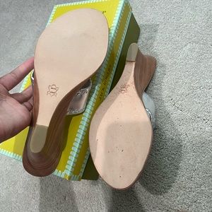 Jack Rogers low rise wedge silver